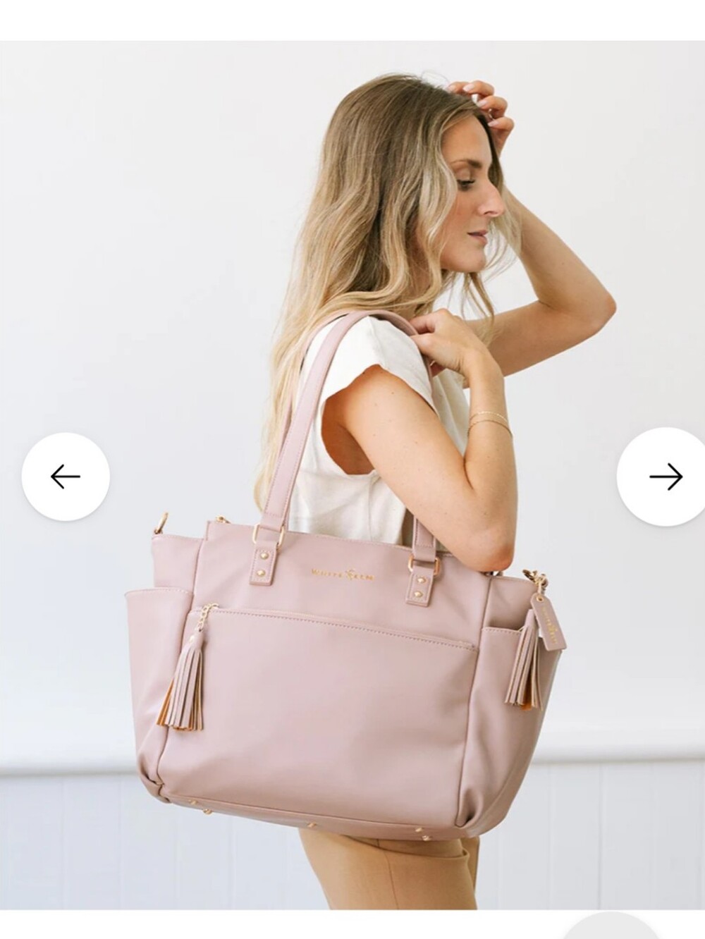 White Elm Gemini Convertible Backpack Tote in a dusty rose - Picture 8 of 12